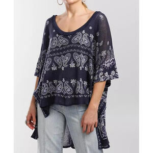 Free People No Matter What Top XS Paisley All Over Print Tunic Oversized Boho
